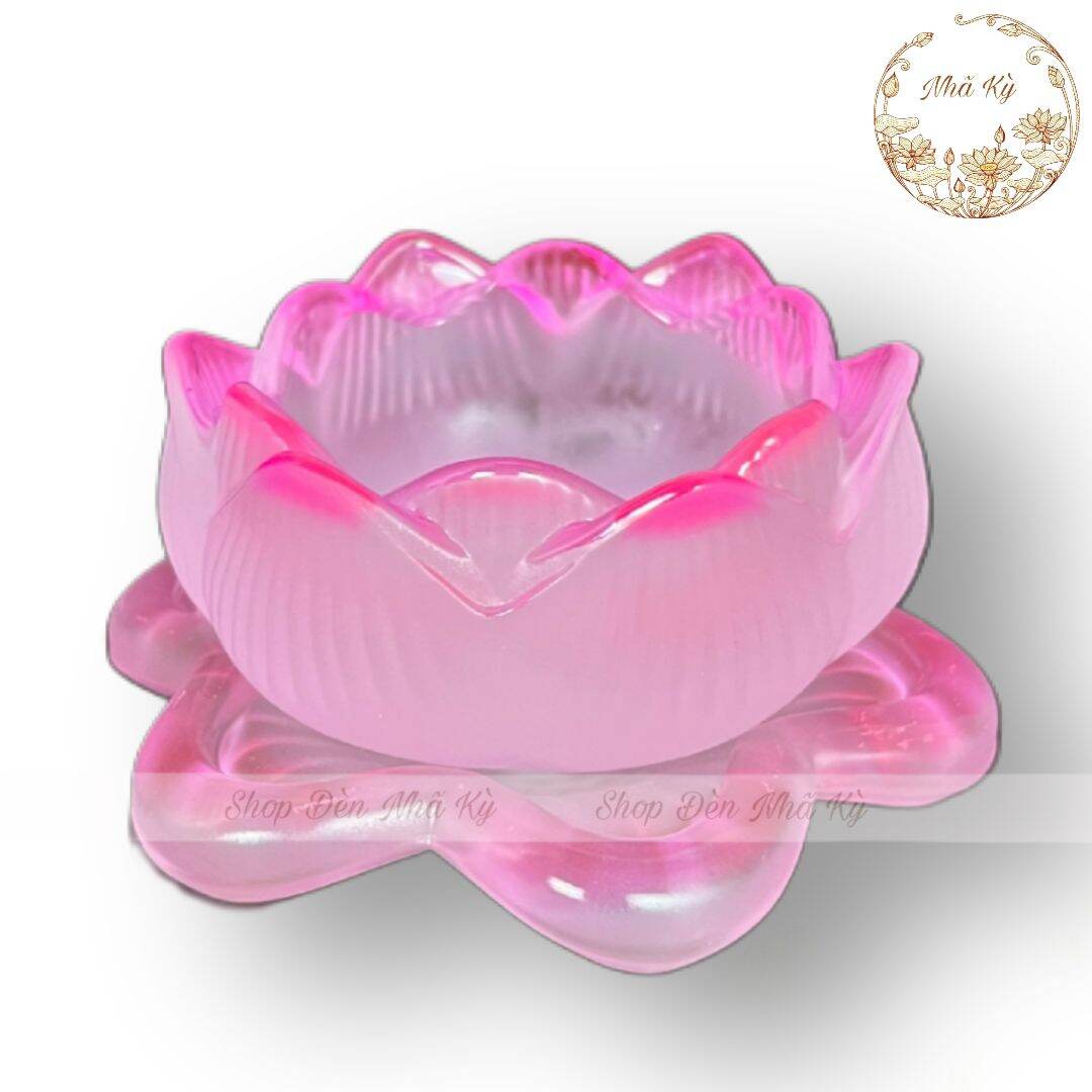 Đế Nến Hoa Sen Thủy Tinh Lưu Ly Chân Nến Bàn Thờ Đựng Nến Tealight