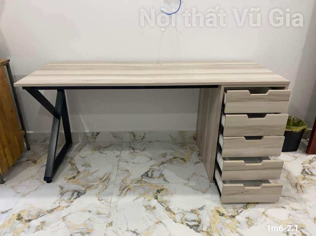Bàn làm việc chân K năm ngăn kéo vi tính