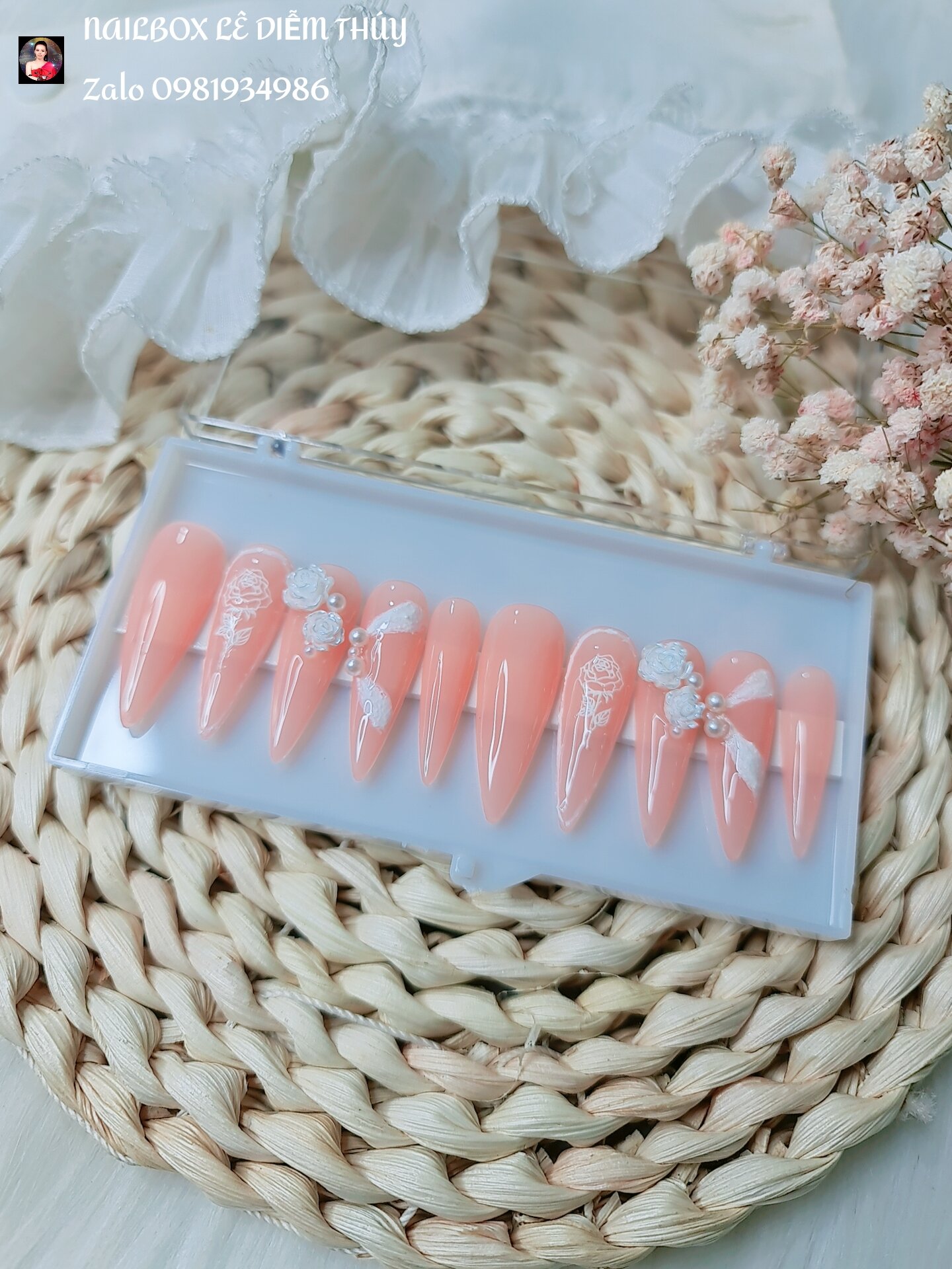 [Mẫu Nailbox Cô Dâu] Thiết Kế Màu Hồng NB0042