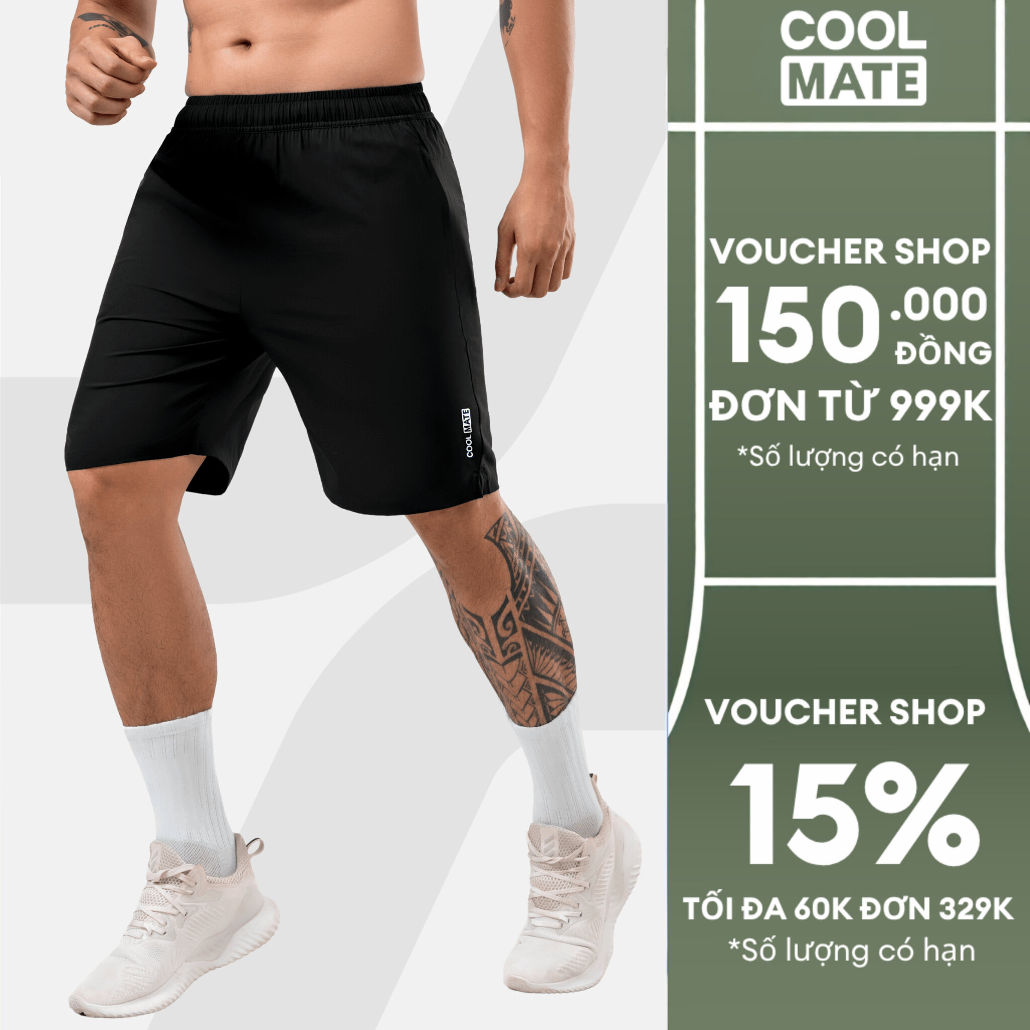 Quần thể thao nam Max Ultra Short V2 (Có túi khóa sau), Quần đa năng thiết kế xẻ tà tập Gym , Pickleball, chạy bộ thoải mái, thấm hút, nhanh khô Coolmate