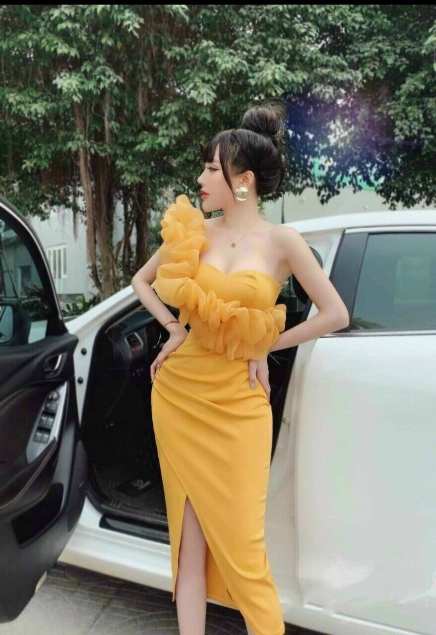Đầm body umi phối voan kiếng kèm hình thật - thời trang bb - bb025