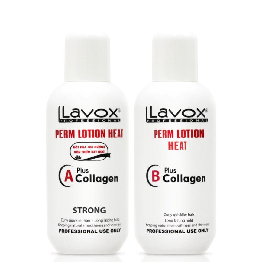 Kem uốn nóng collagen Lavox 500ml cặp A B màu trắng / thuốc siêu mạnh tạo sóng căng mềm bóng mượt giữ lọn lâu