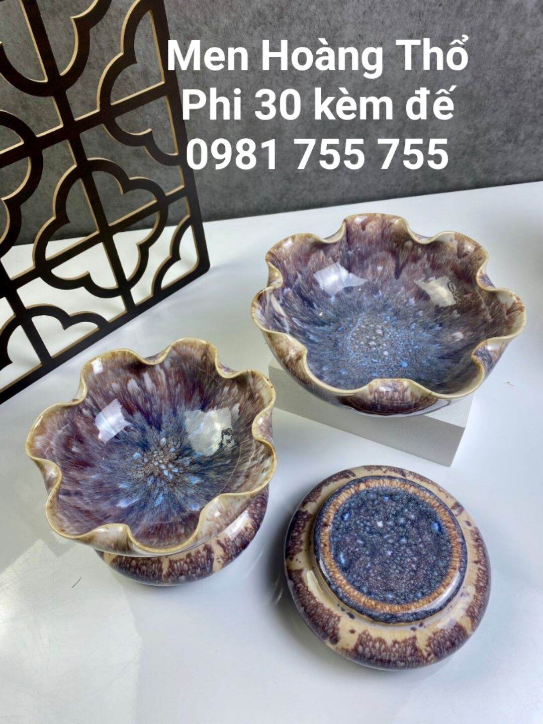 Bát sen thả hoa tắm phật - bát minh đường tụ thuỷ_men hoàng thổ