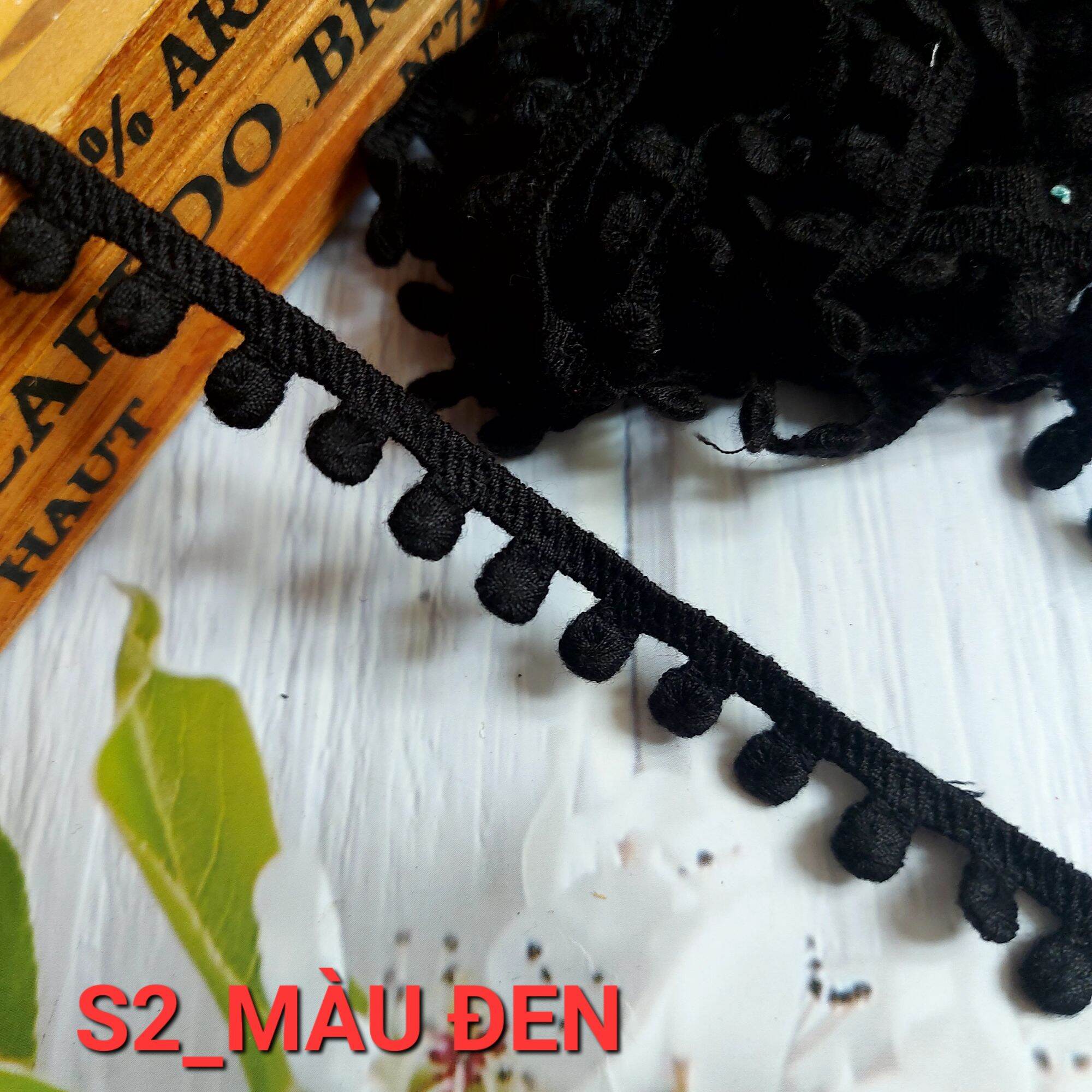 Ren chỉ cotton pom pom ,phụ kiện may vá ,bản 1.2M.