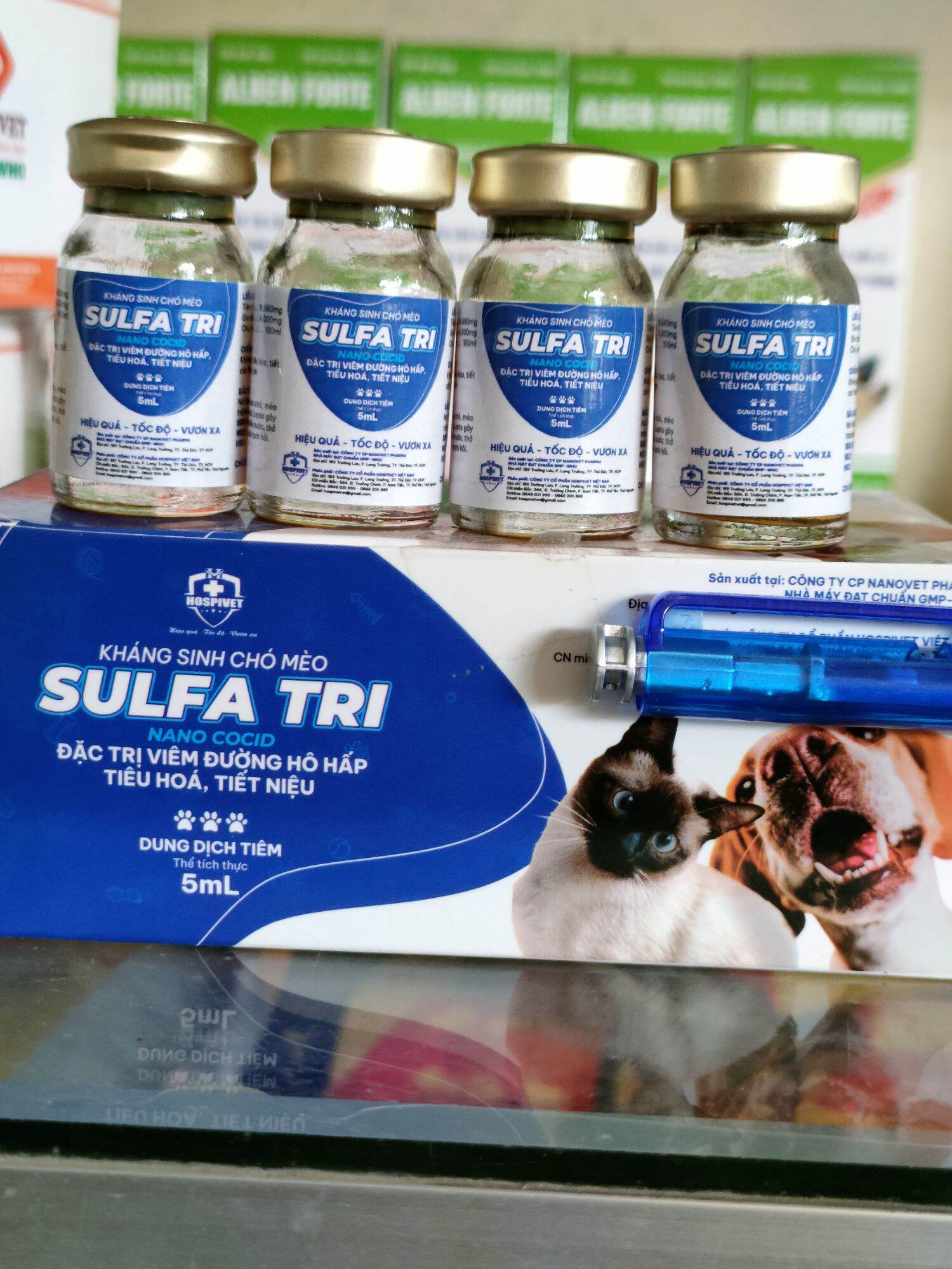 1 lọ SULFA TRI 5ml kháng sinh chó mèo dạng tiêm chuyên về đường ruột, tiêu chảy, nôn mửa, khó tiêu, nôn ói, bỏ ăn không rõ nguyên nhân