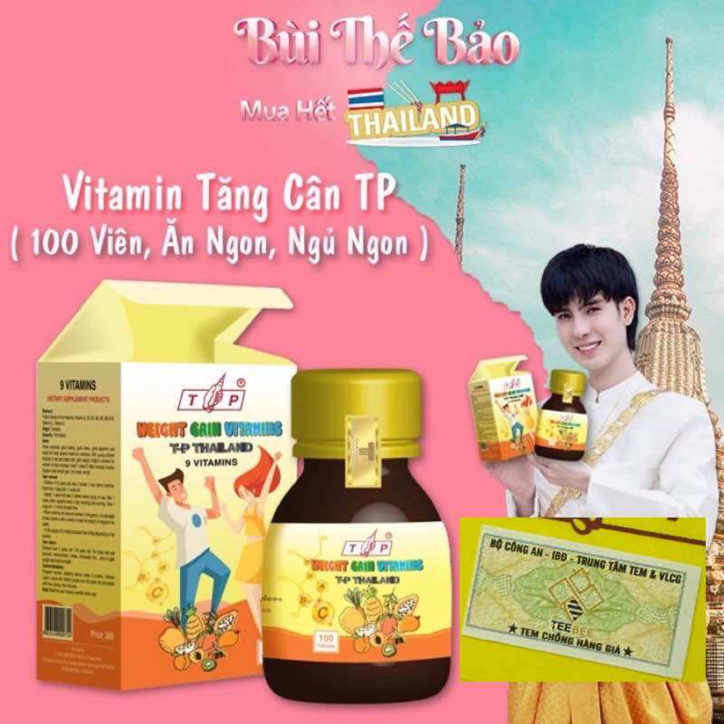 Vitamin TP tăng cân Thái Lan 100v, Cải thiện cân nặng, hỗ trợ ăn ngủ ngon, tăng cân hiệu quả