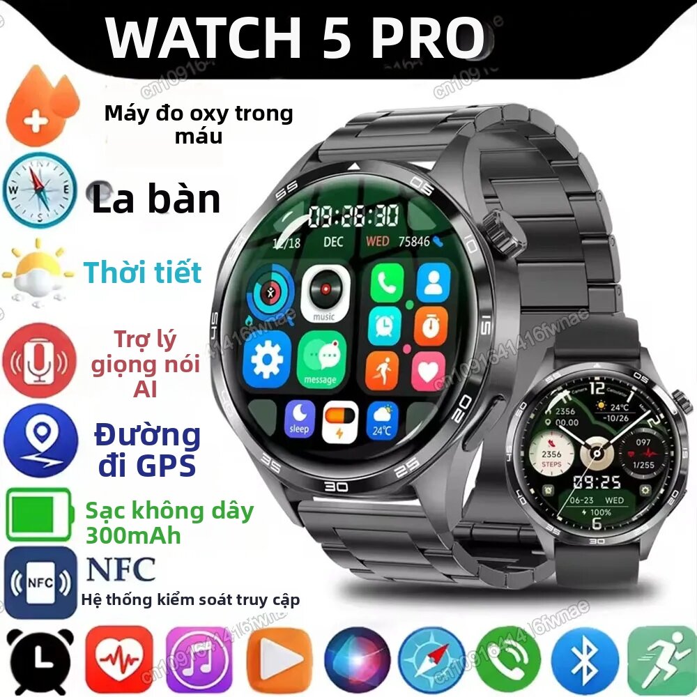 Ola Esporte Watch 5 Pro GPS NFC Đồng Hồ Thông Minh Màn Hình AMOLED Màn Hình Theo Dõi Nhịp Tim Cuộc Gọi Bluetooth IP68 Chống Nước Unisex Dành Cho Người Lớn Đồng Hồ Thông Minh