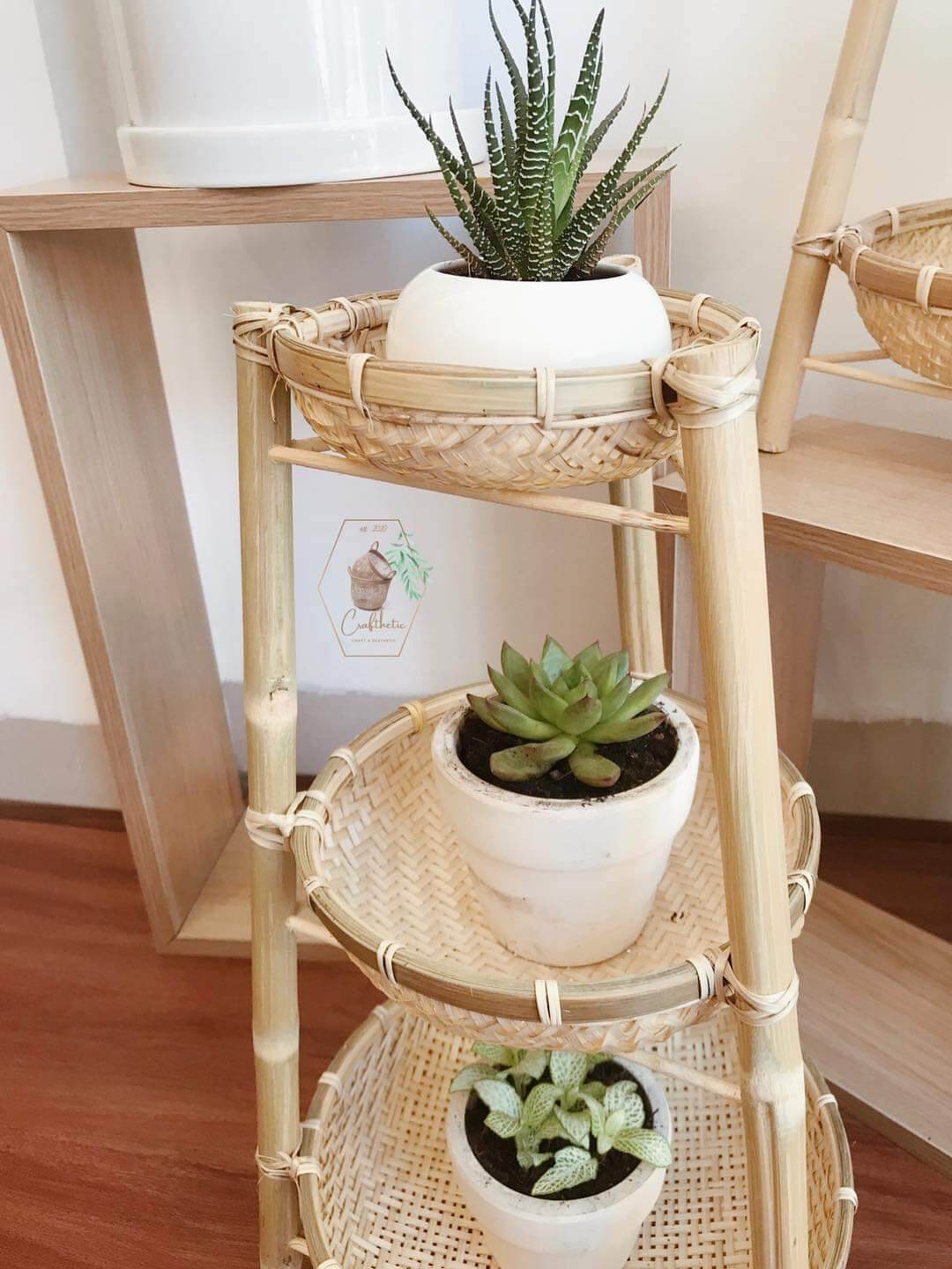 Kệ mẹt rổ tre 3 tầng