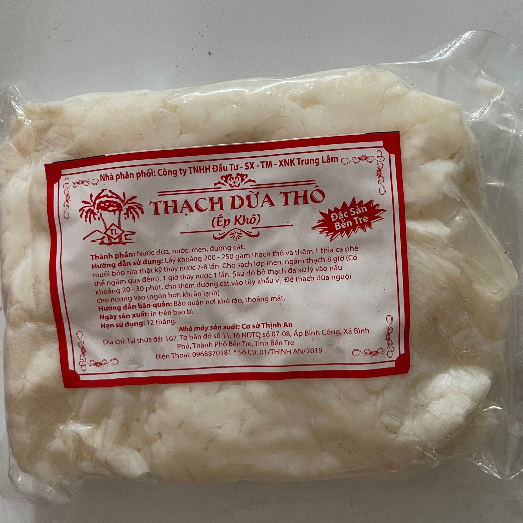 1kg thạch dừa thô + kèm tinh