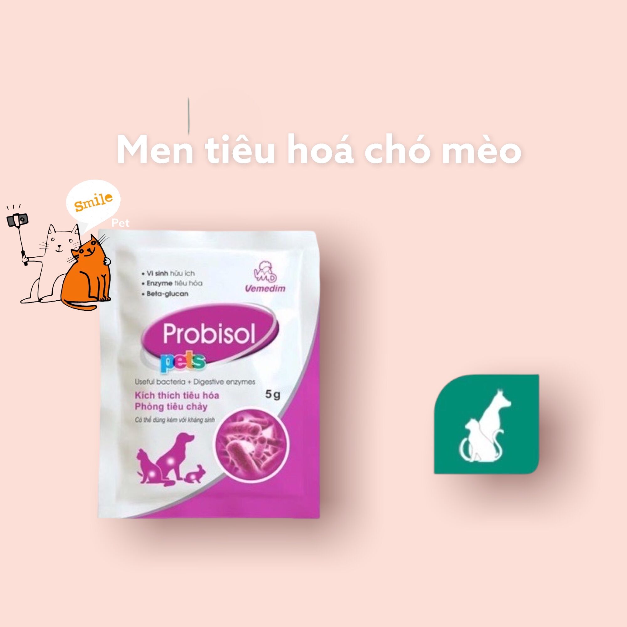 Combo 2 gói men tiêu hoá cho chó mèo Probisol 5g