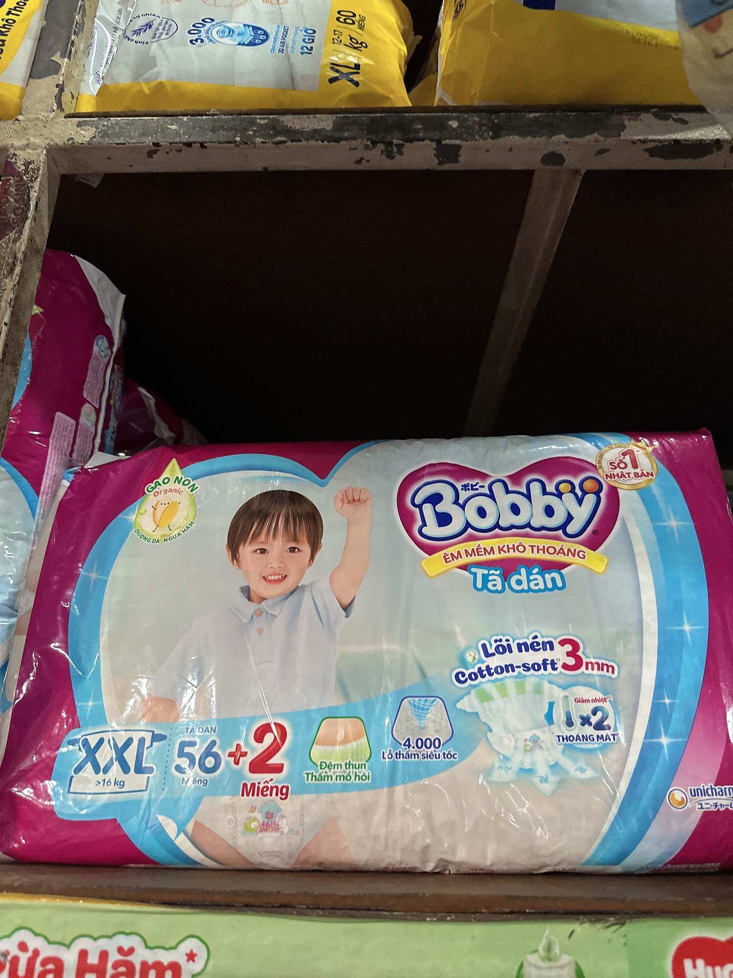 TÃ DÁN BOBBY SIÊU THOÁNG SIZE XXL 56 miếng (trên 16kg)