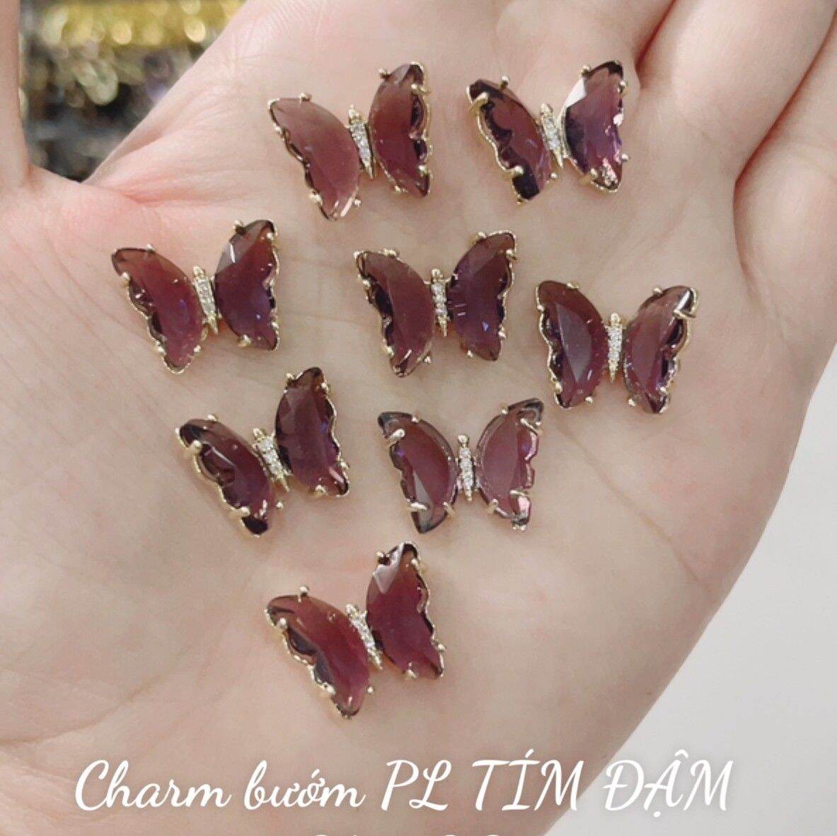 Charm bướm đá đính móng trang trí nail