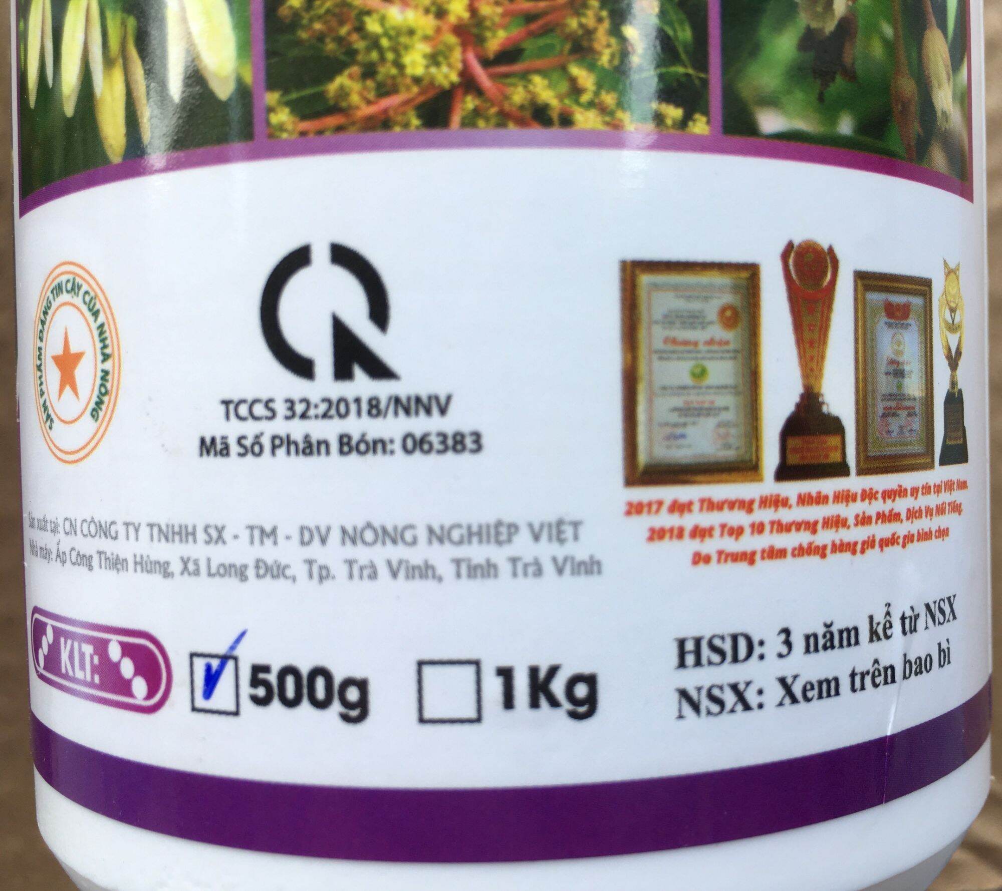 PHÂN BÓN NPK 10 60 10 NNV - HỦ 500G.