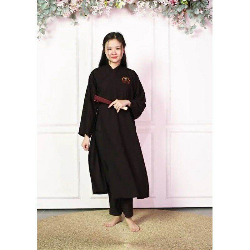 Áo tràng phật tử thêu sen chất Silk