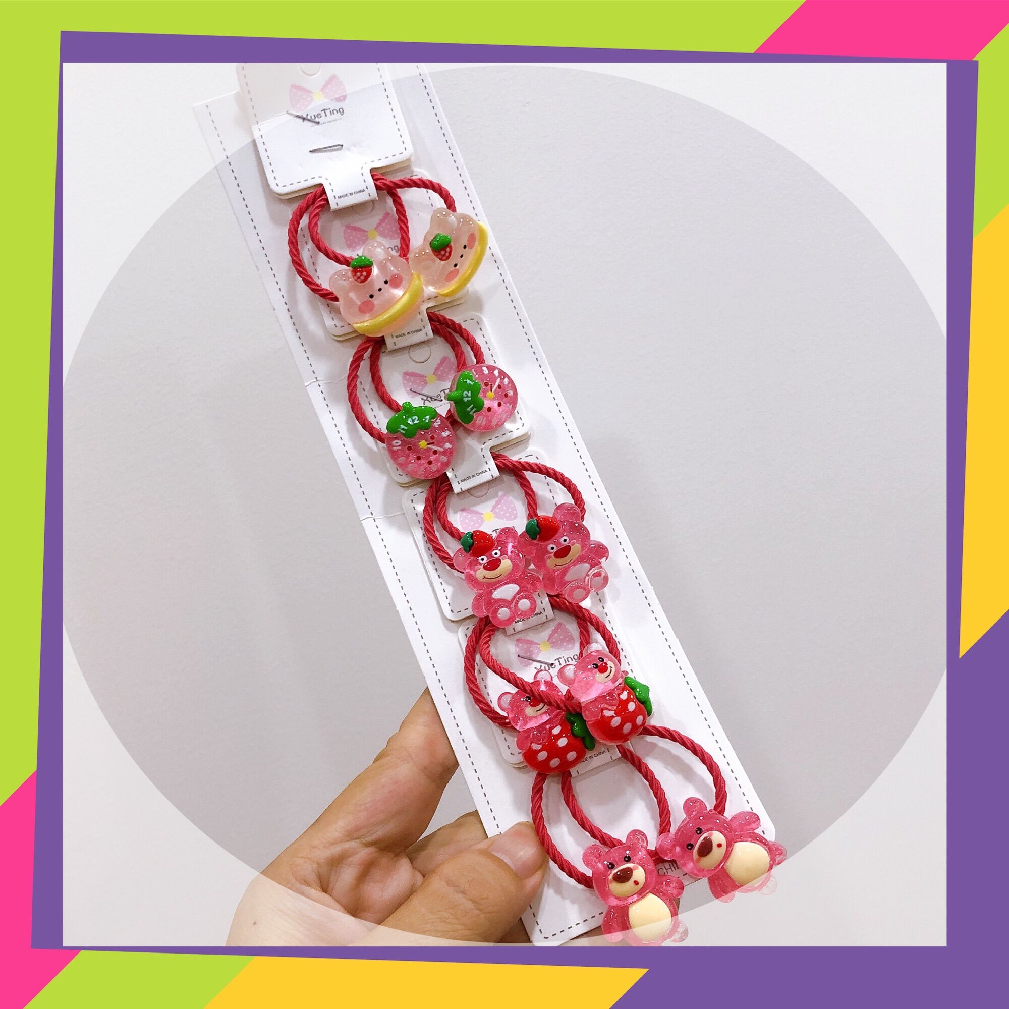 SET 5 CẶP DÂY CỘT TÓC GẤU DÂU LOTSO