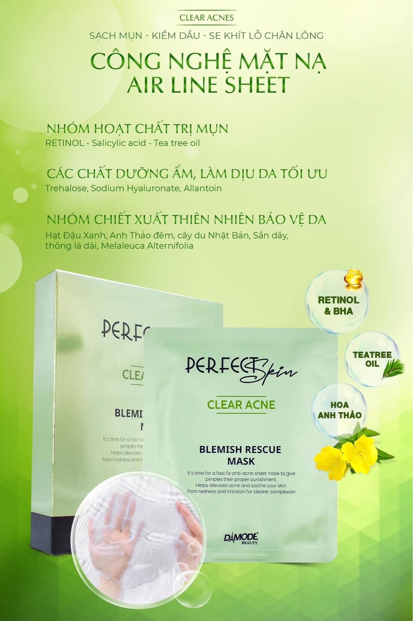 [ Chính Hãng ] Mặt Nạ Tinh Chất Cô Đặc Cho Da Dầu Mụn Blemish Recue Mask - Damode