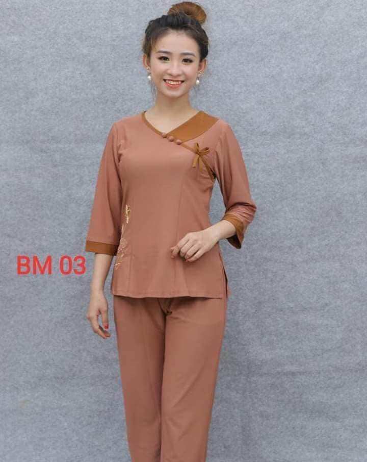 Đồ Lam Đi Chùa# - mẫu tim nơ _ Vải #Thun co giãn
