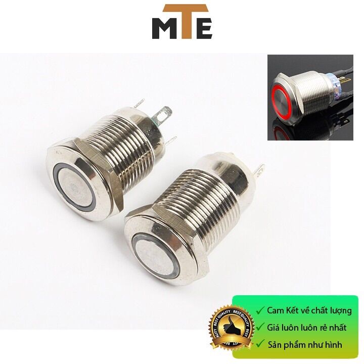 Nút nhấn nhả chống nước có led 16mm 12V