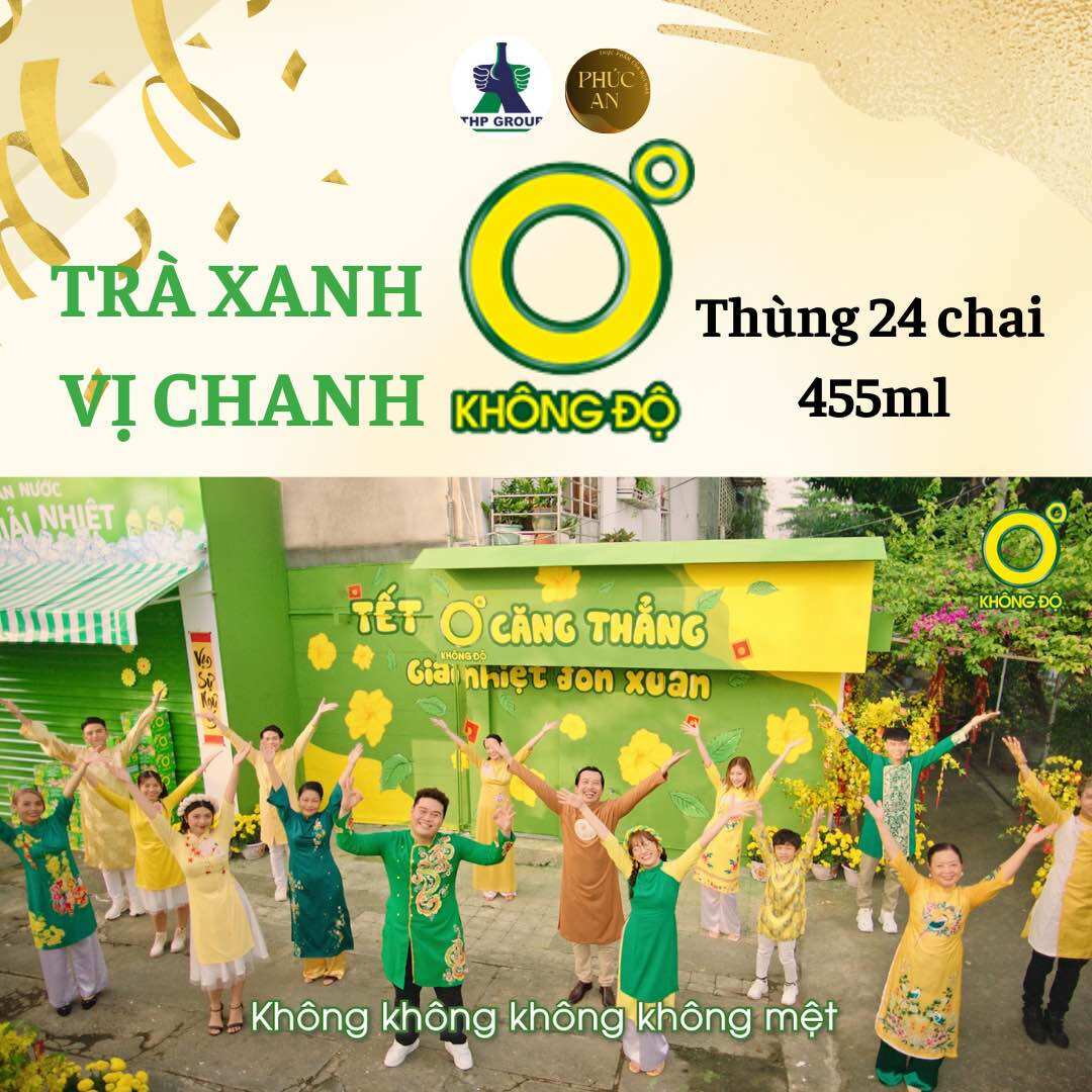 Thùng 24 chai Trà xanh 0 độ vị chanh 455ml