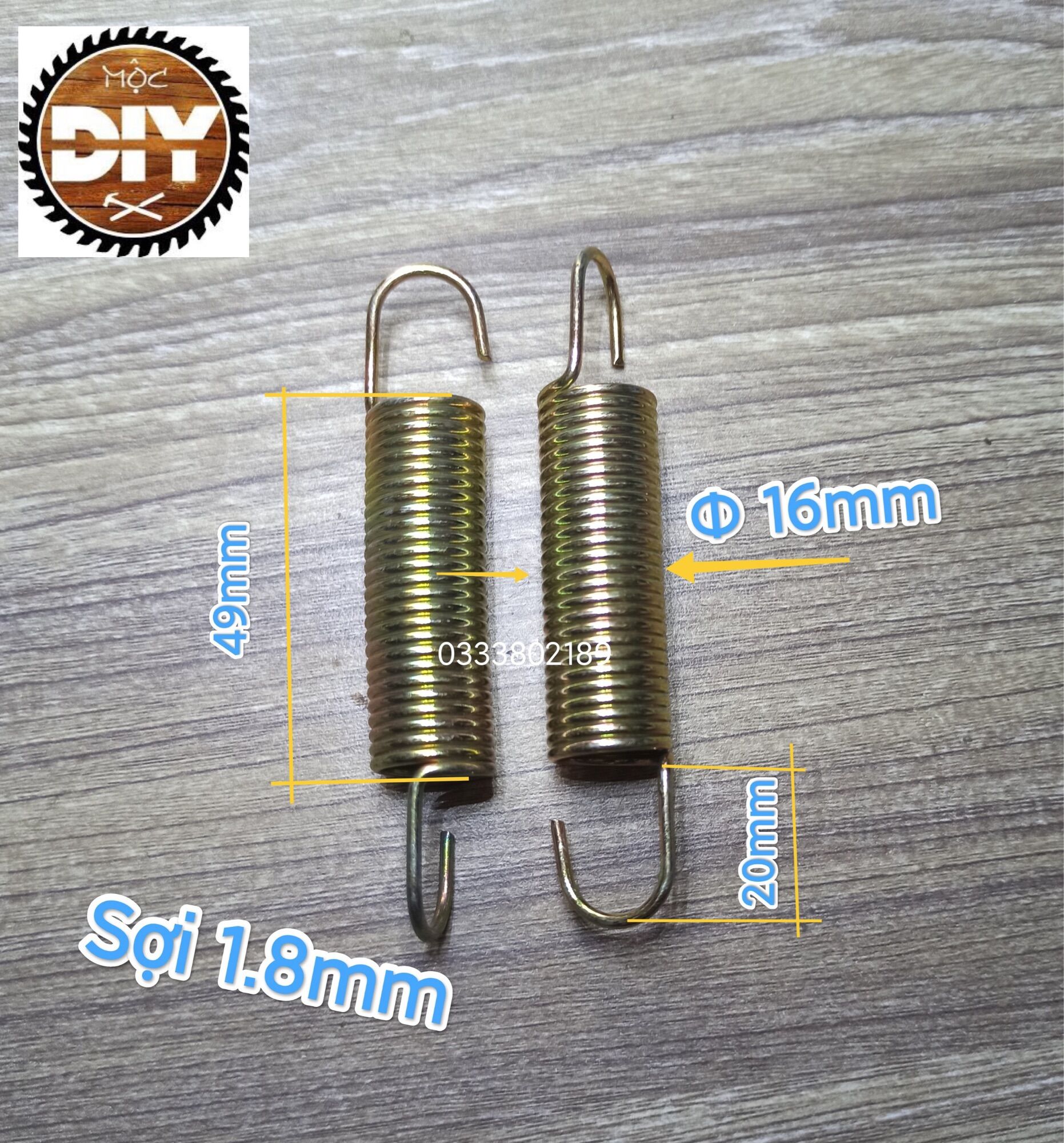 Lò xo kéo 2 móc lệch phi 16 (5 cái)
