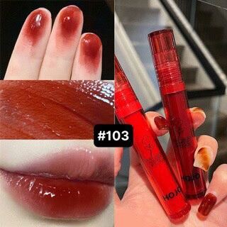 Son Kem Tint Lì HOJO Hoa Đỏ Trong Suốt  Không Dính Cốc Lâu Trôi Hot Kem Ảnh Video Thật