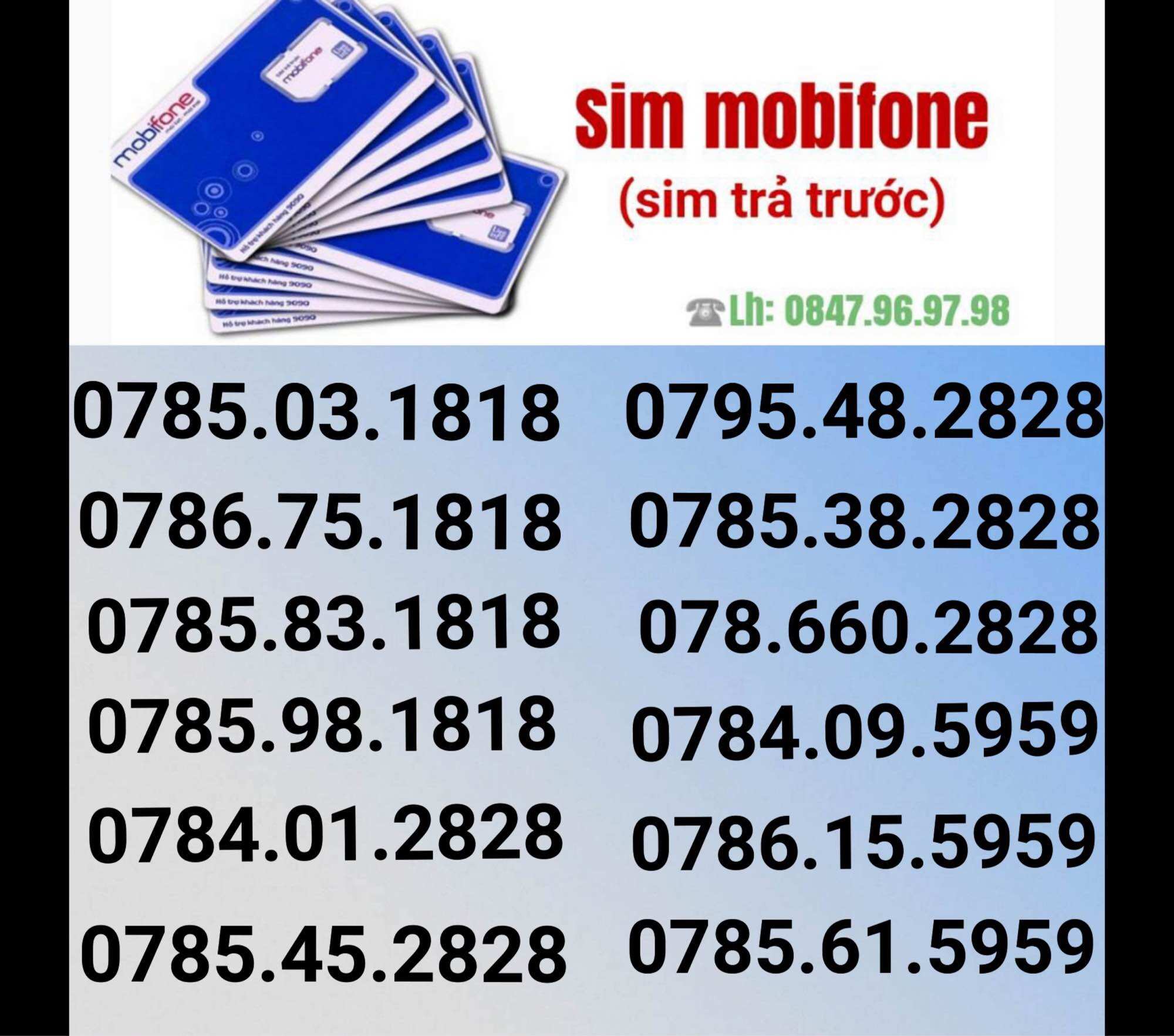 Sim Mobifone Số Đẹp AbAb (Sim chưa kích hoạt, khách ra cửa hàng mobi đăng ký sim nha)