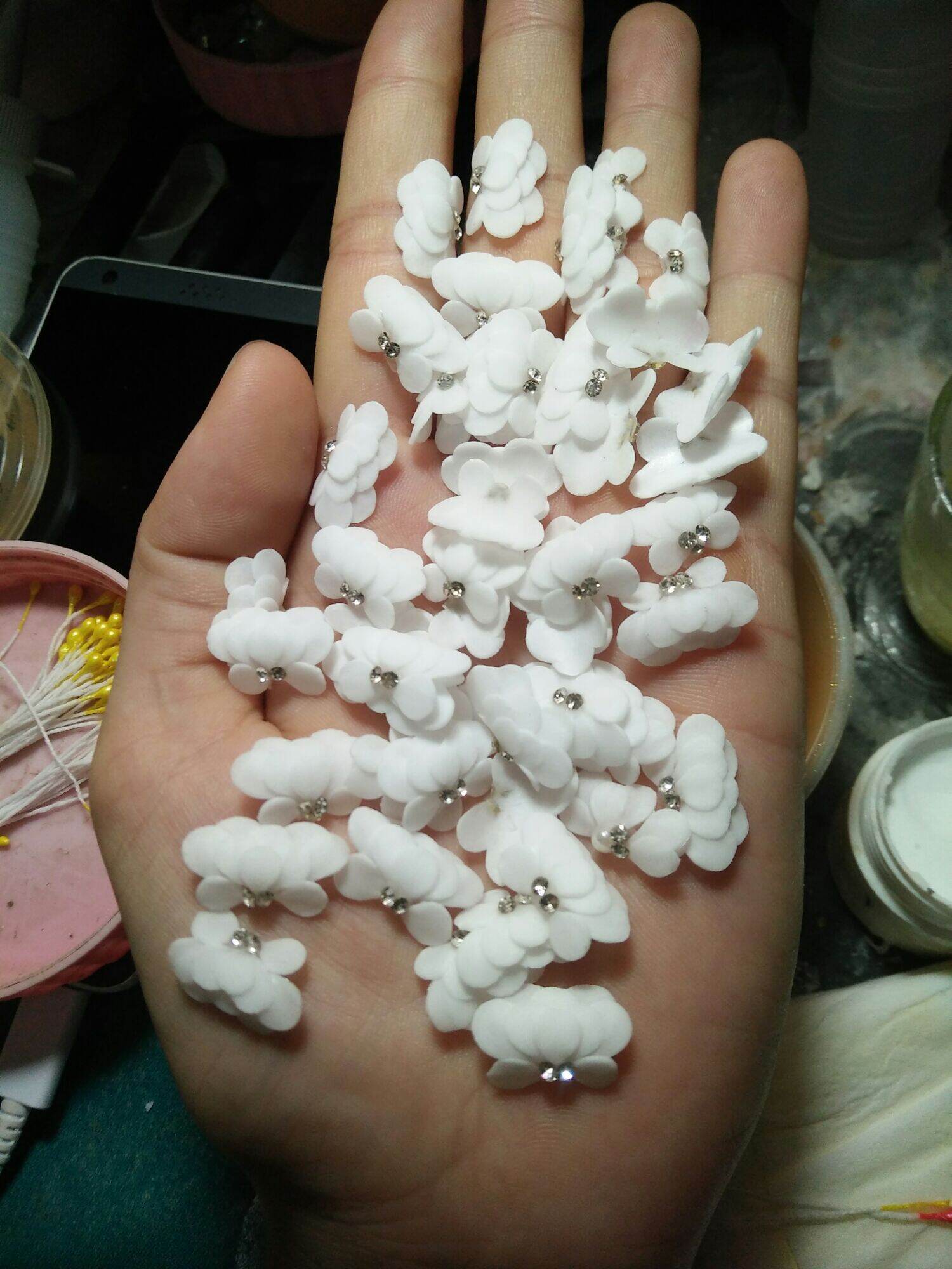 hoa bột nail. cúc xếp set 10 bông