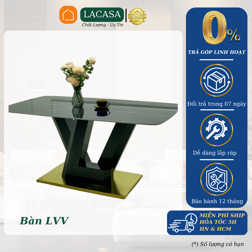 Bàn ăn llv lacasa, chân sắt mạ pvd. nhập khẩu cao cấp. căn hộ chung cư nhà phố hiện đại
