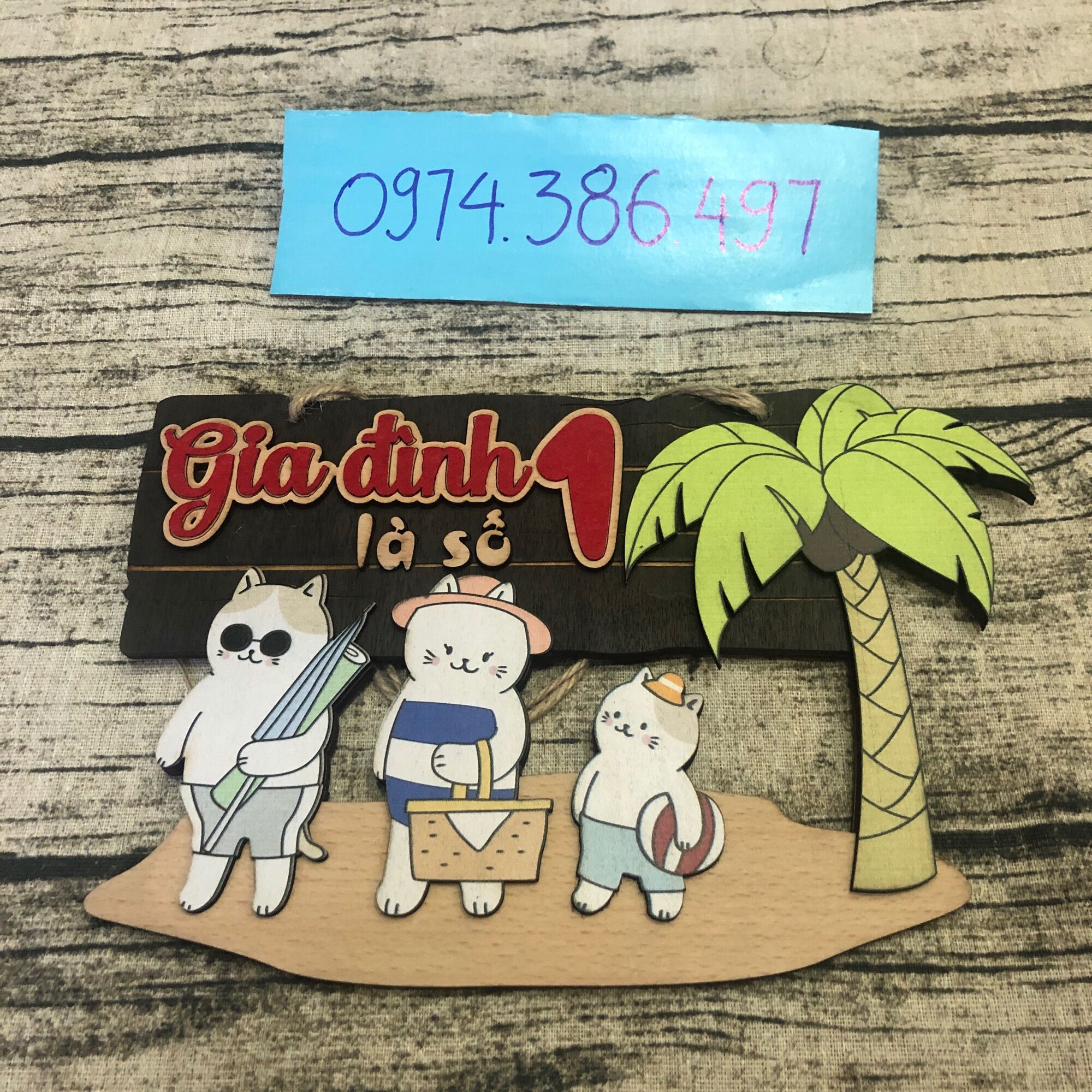 Bảng gỗ Gia đình là số 1 gia đình gấu 3 thành viên và 4 thành viên