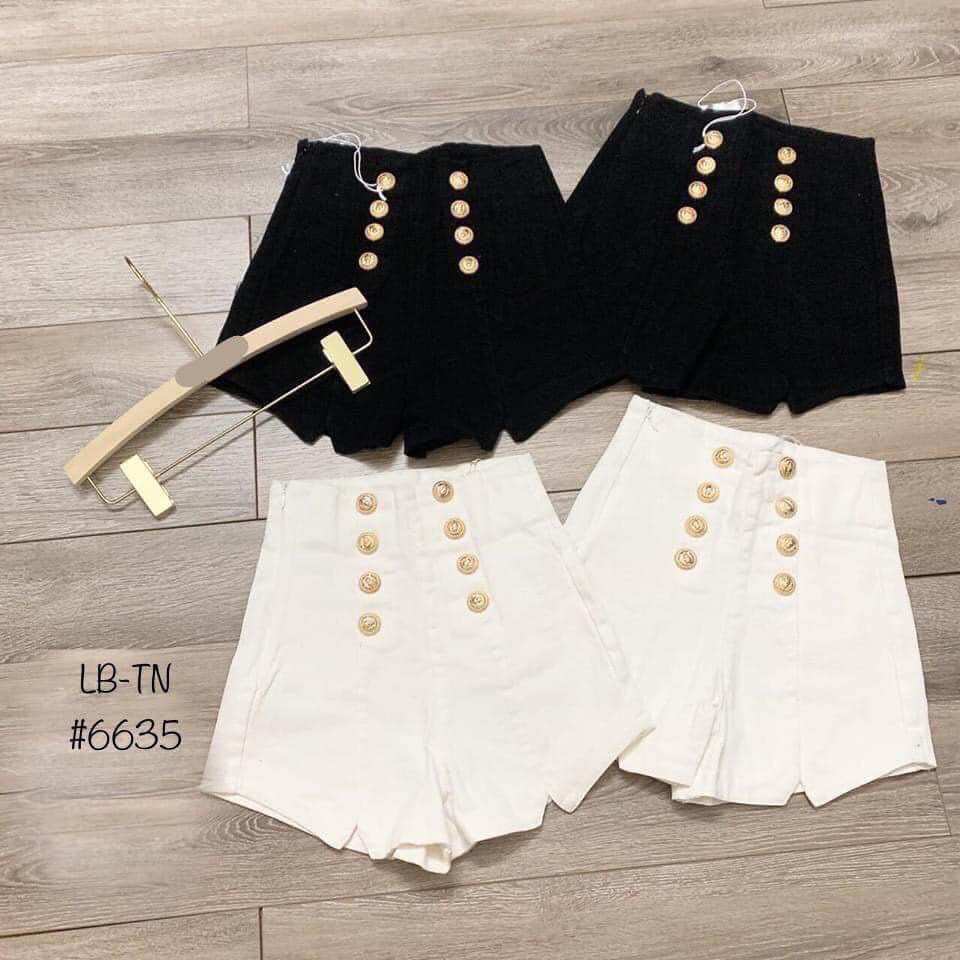 Quần short kaki nữ lưng siêu cao cài nút - Quần short kaki Ulzzang