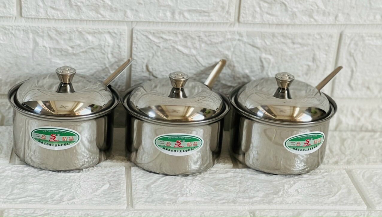 Hủ đựng gia vị inox có nắp
