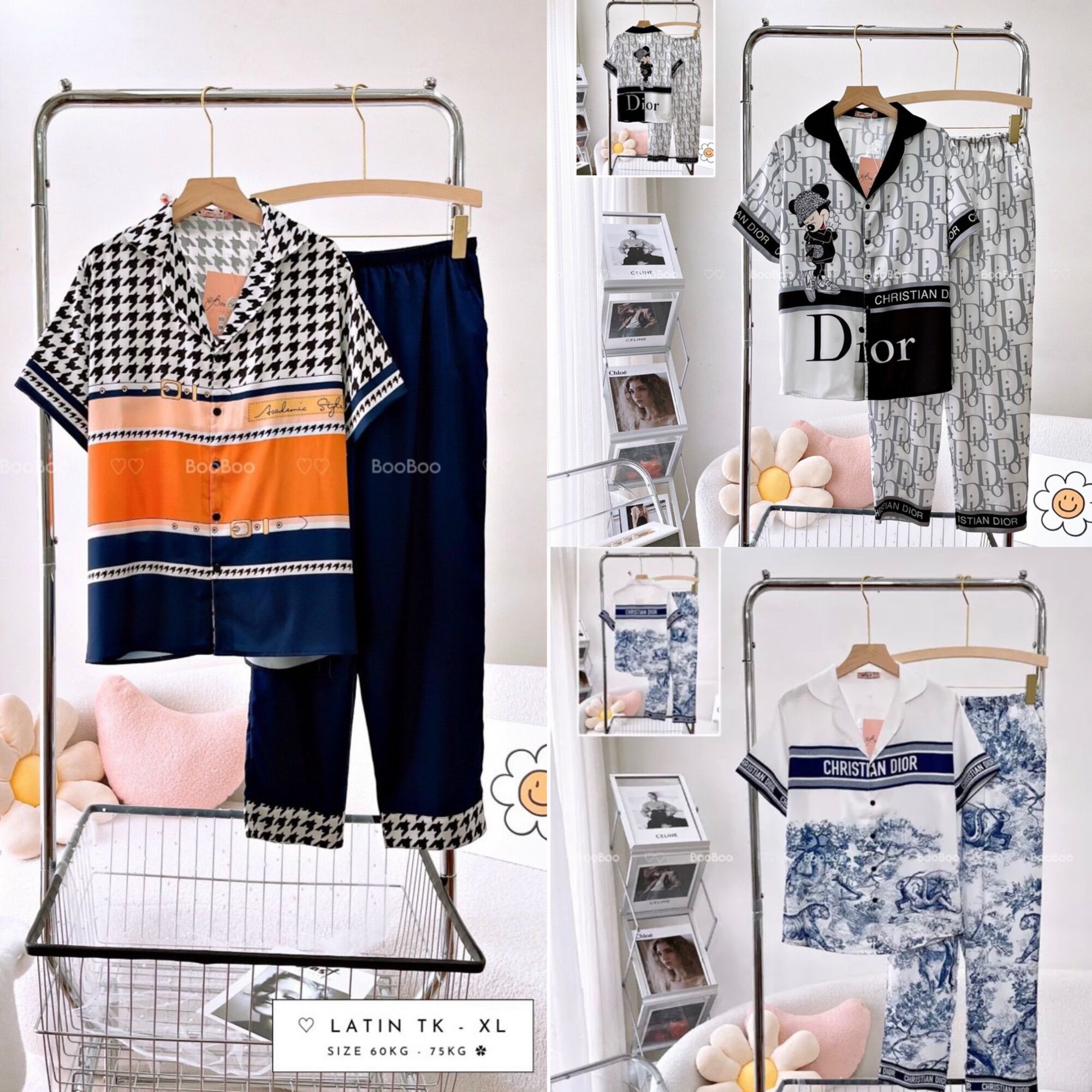 Bigsize Đồ Bộ Pijamas Boo Lụa Latin/Mango Form Tay Ngắn/Đùi Size XL (60-72kg)