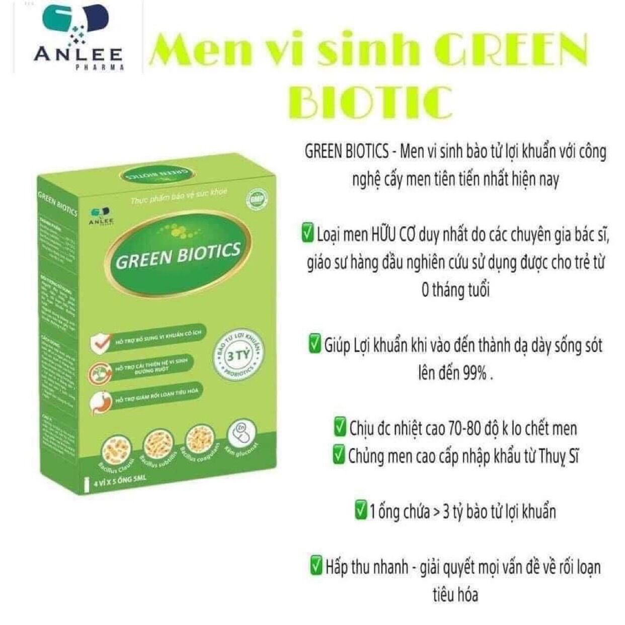 [combo 10hộp] Bào tử lợi khuẩn green biotics