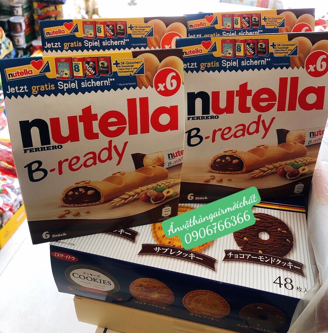 Bánh quy nhân socola hạt phỉ nutella b-ready - hộp 132g