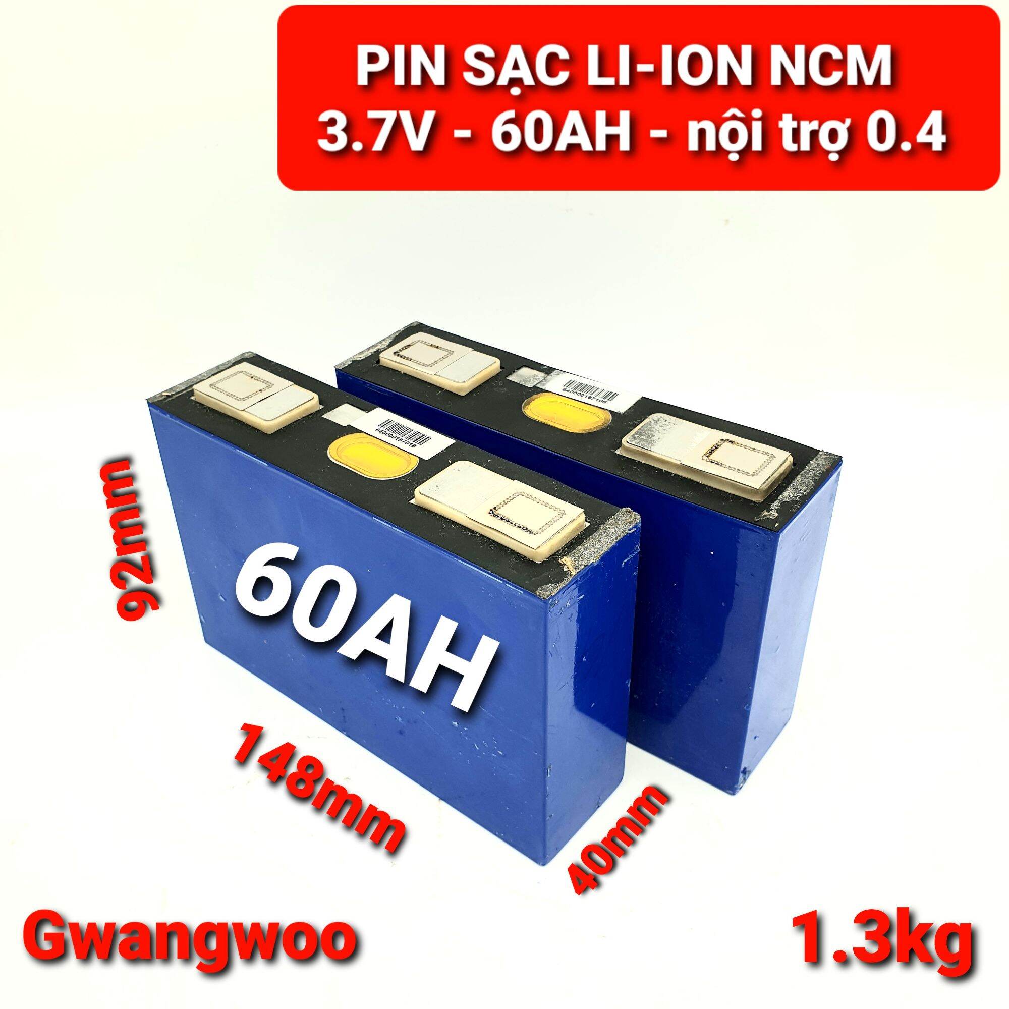 Achun.vn - pin lithium ncm gwangwoo - 3.7v - 60ah vỏ nhôm dùng xe điện