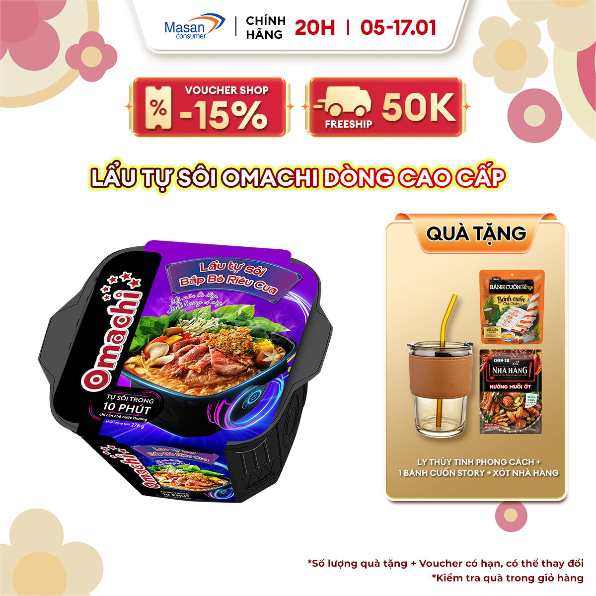 [Date T2.2025] Omachi Lẩu Tự Sôi Bắp Bò Riêu Cua 276g (Mẫu Bao Bì Giao Ngẫu Nhiên)