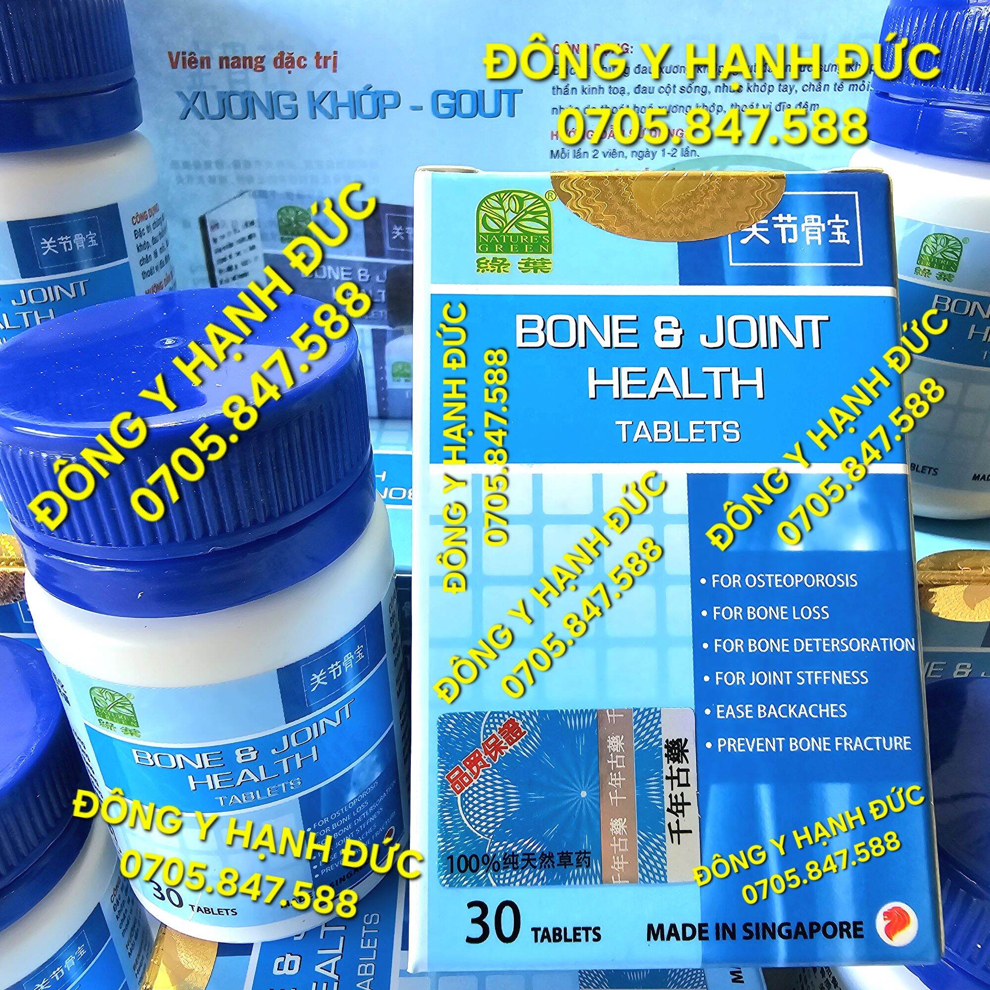 Bone & Joint Health. Hỗ trợ xương khớp, gout. Singapore. Hộp lọ 30 viên.