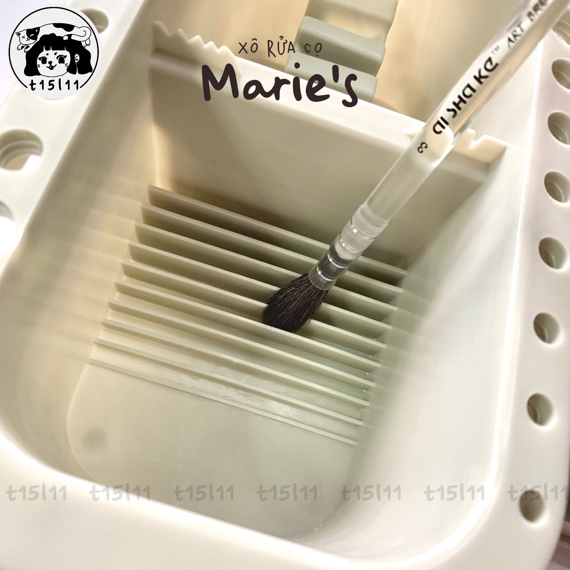 [t15l11] Xô Khay rửa cọ vẽ Marie’s đa năng