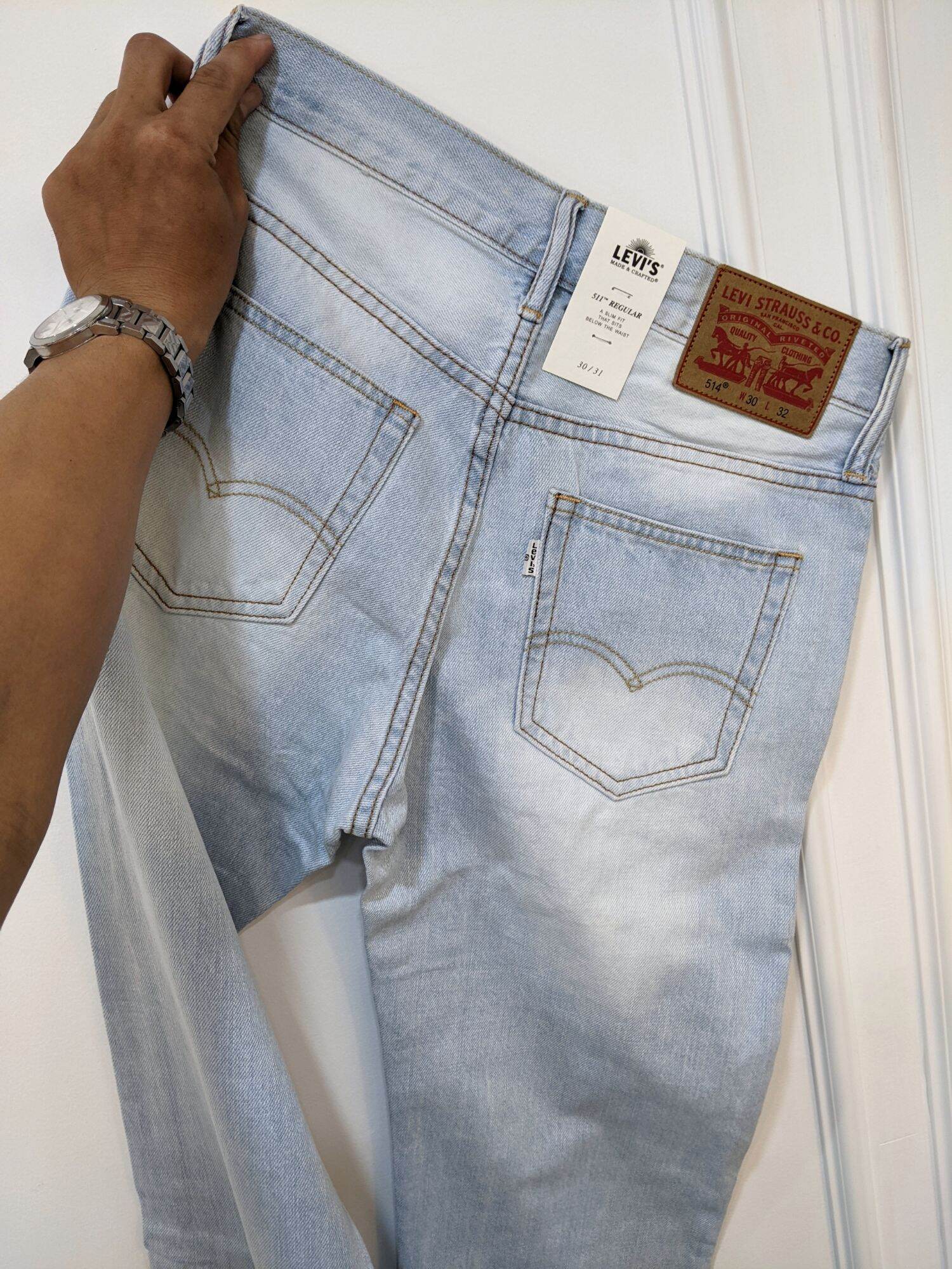 quần jean levis màu xanh bạc chất cotton