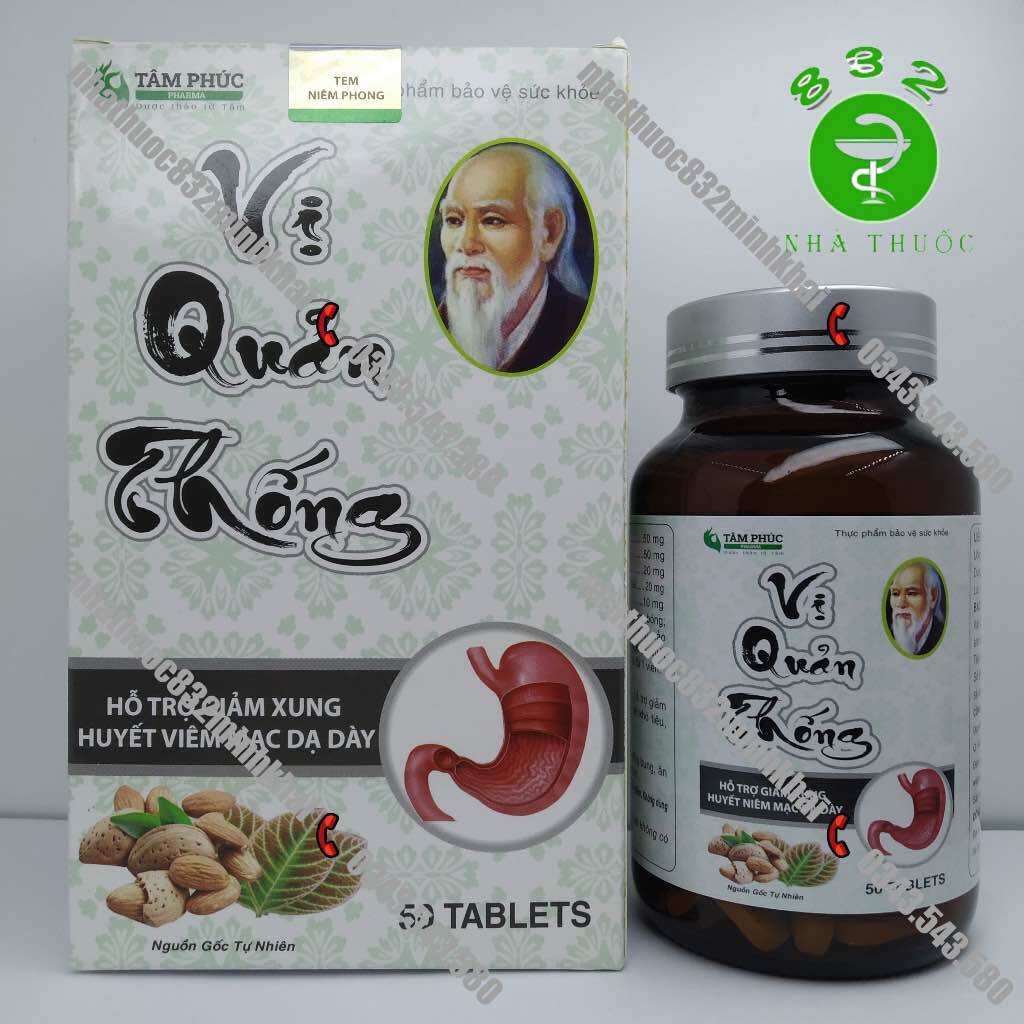 Vị Quản Thống Tâm Phúc lọ 50 viên - Nguồn gốc tự nhiên -Hỗ trợ giảm đau dạ dày hiệu quả, giảm xung huyết viêm mạc dạ dày