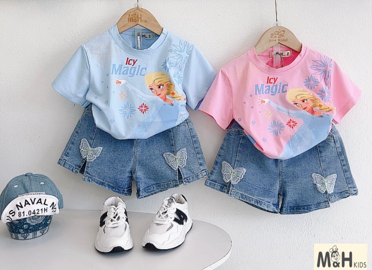 Set bộ quần áo elsa cho bé gái từ 10-23kg