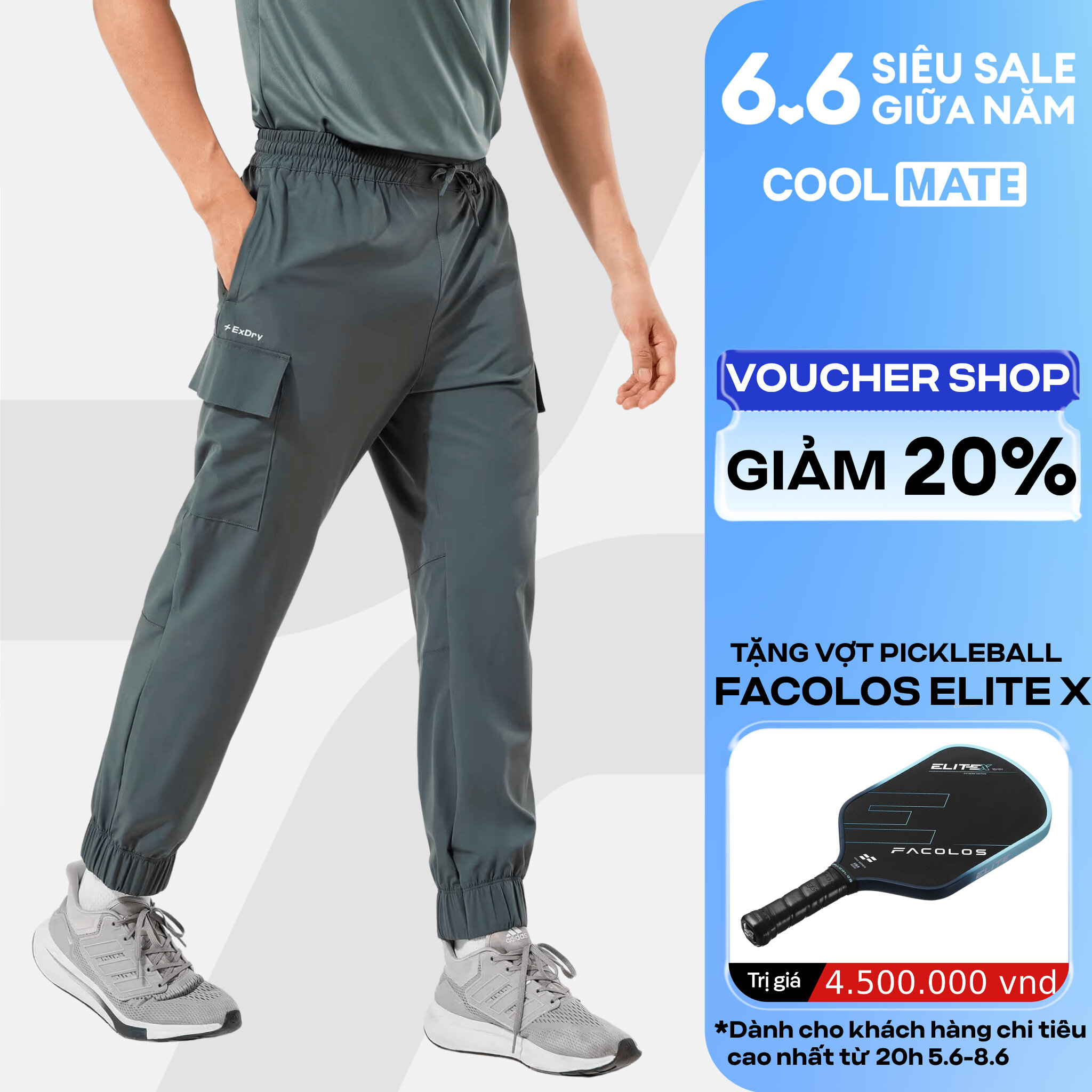 Quần dài nam Jogger thể thao ExDry dệt Woven mềm mịn co giãn tốt Coolmate