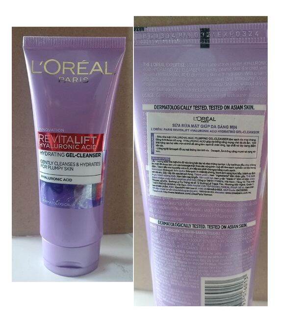 Sữa rửa mặt cấp ẩm và căng mịn Loreal Revitalift Hyaluronic acid 100ml