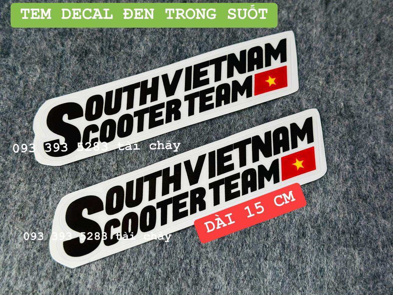 [ 1 MIẾNG ] TEM DECAL DÀI 15CM CHỬ ĐEN TRONG SUỐT ( DÁN CHO XE MÀU SÁNG + TRẮNG ) ( 1 MIẾNG )