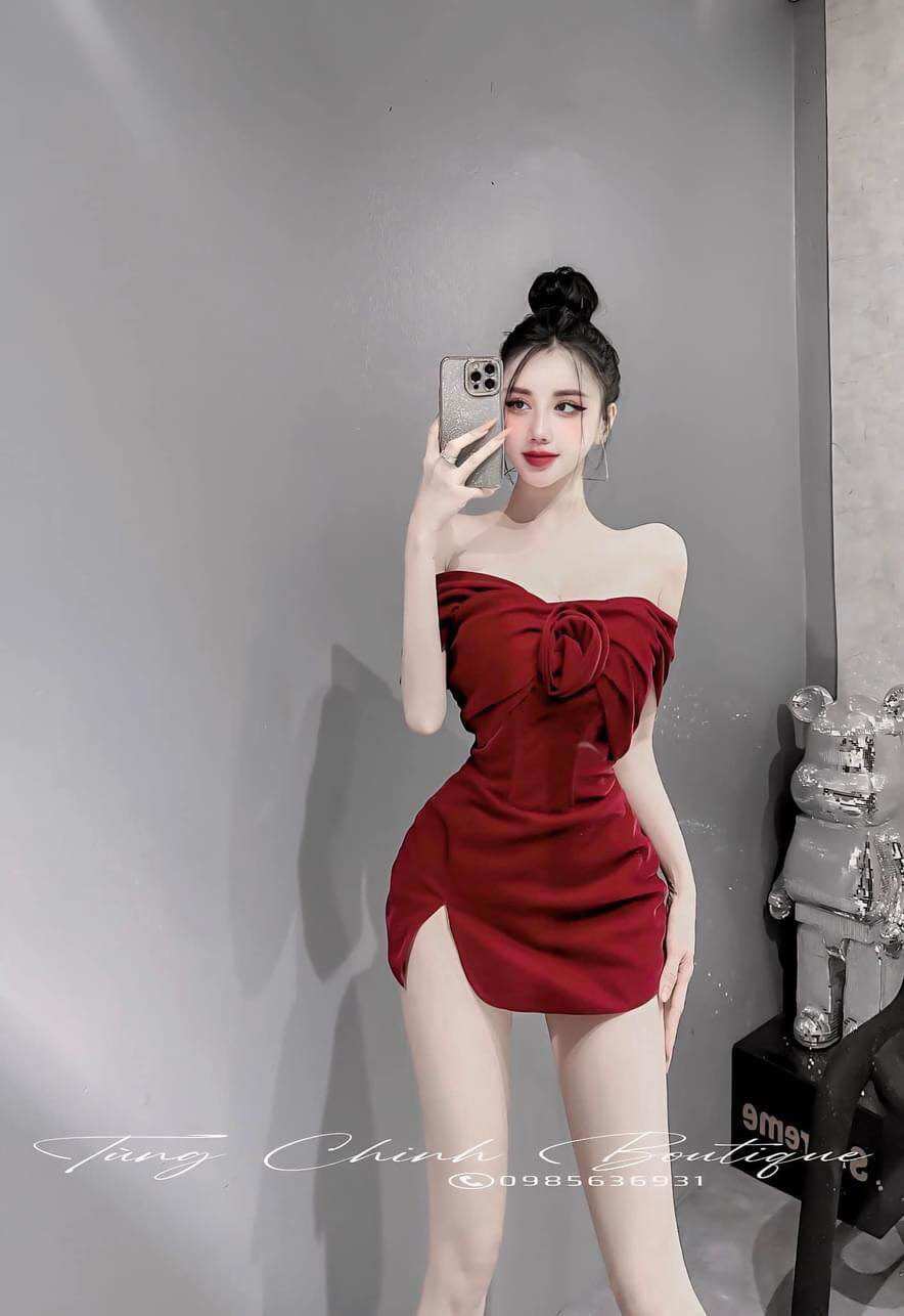 Đầm body trề vai cúp ngực