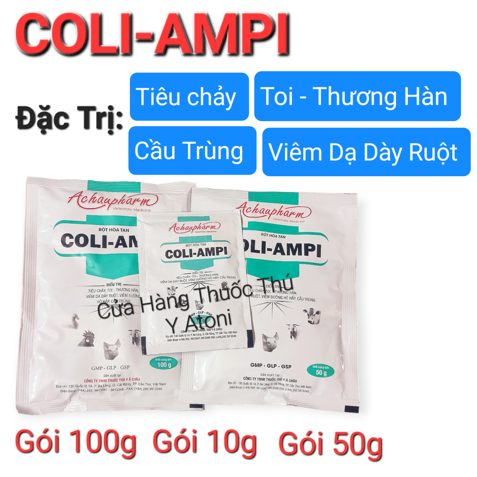 Coli-ampi bột pha nước uống cho gà ngừa toi thương hàn, tiêu chảy, viêm ruột, cầu trùng