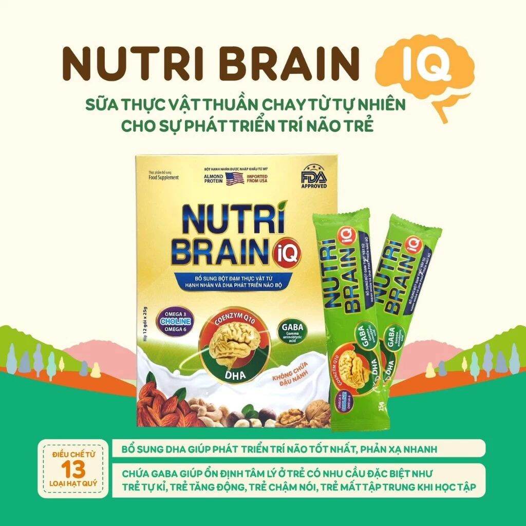 Sữa hạt Nutri Brain IQ ( hộp giấy) cho trẻ tăng động giảm chú ý tự kỹ chậm nói