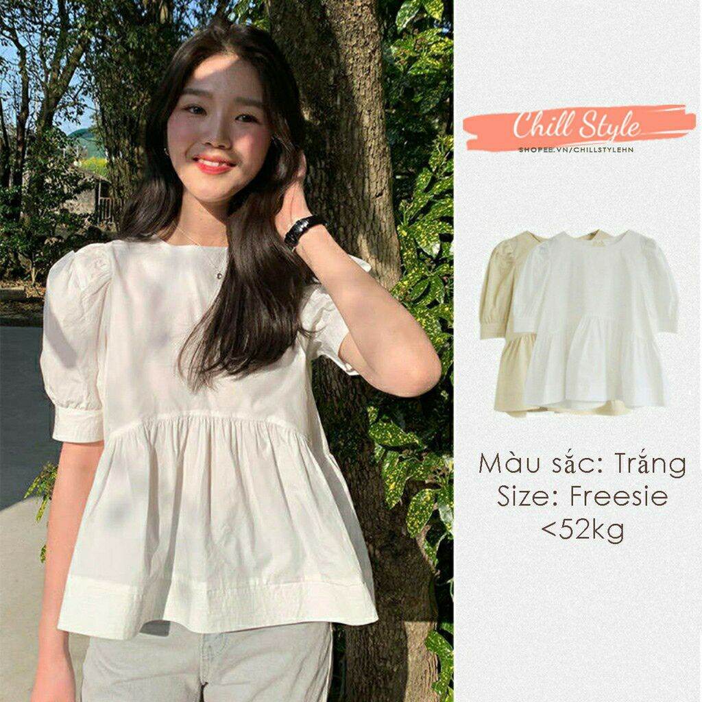 Áo babydoll ngắn tay, áo sơ mi nữ dáng babydoll tiểu thư, áo kiểu babydoll ulzzang A03