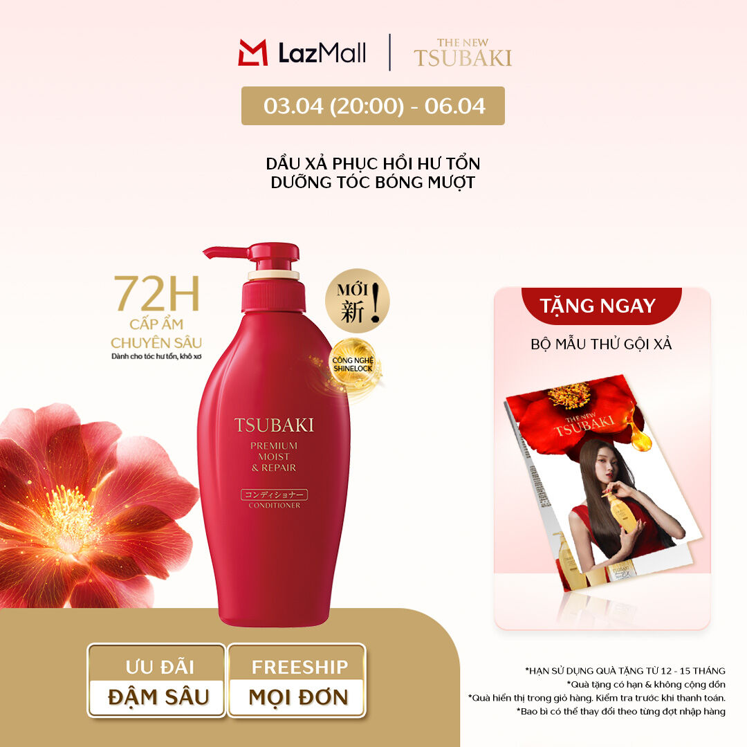 Dầu xả Dưỡng tóc bóng mượt Tsubaki Premium Moist Conditioner 490ml/ 450ml