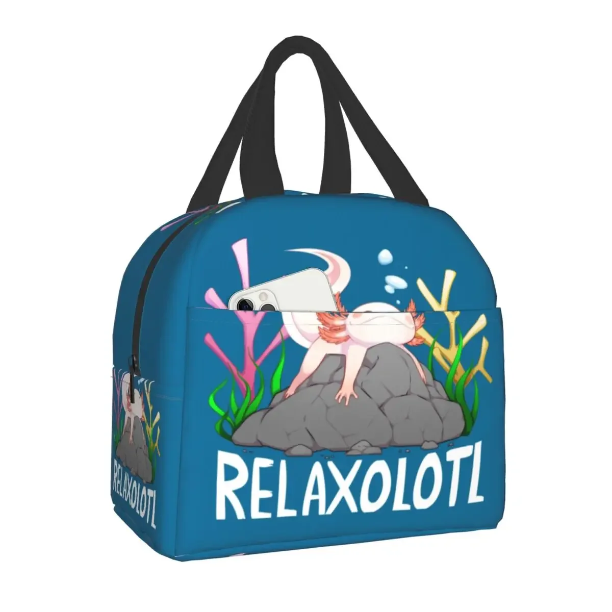 Relaxolotl Axolotl Túi Đựng Đồ Ăn Trưa Cách Nhiệt Dễ Thương Kỳ nhông Động Vật Làm Mát Nhiệt Tote Cho Trường Học Văn Phòng Phụ Nữ Trẻ Em Hộp Thực Phẩm